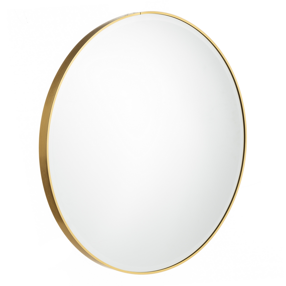 Mobilier - Oglindă rotundă cu ramă subțire din aluminiu auriu de 120 cm pe fundal alb